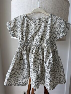 Rylee + Cru Cream Dress with Green Leaf Print